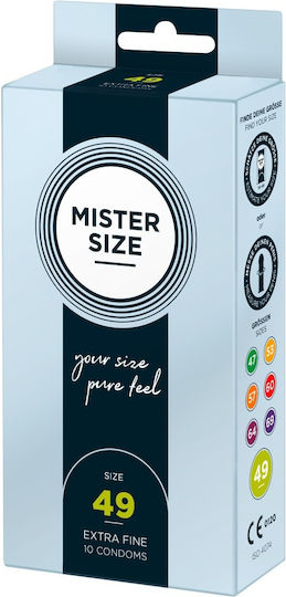 Mister Size Презервативи 10 бр. 49 мм Тънки за естествено усещане Natural Vegan
