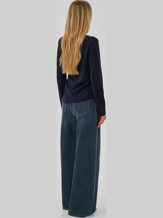 Women's Blouse Long Sleeve Dark Blue