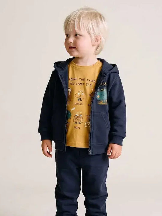 Kids Sweatpants Set Dark Blue And Mustard 3 Pieces
