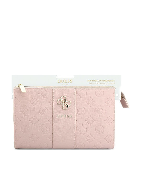 Peony Leather Women's Mobile Phone Pouch Pink