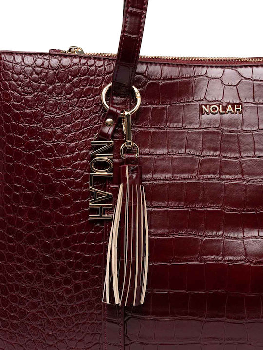 Melody Damen-Shopper Tasche mit Krokodilmuster in Burgunderrot