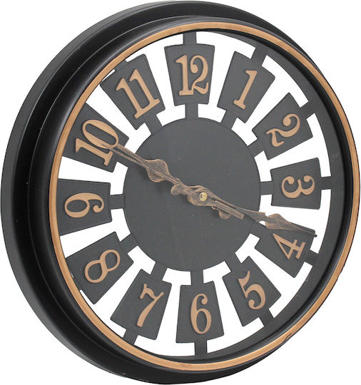 Keskor Wall Clock Plastic Black 30x4cm