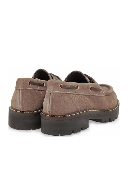 Δερμάτινα Γυναικεία Boat Shoes σε Καφέ Χρώμα