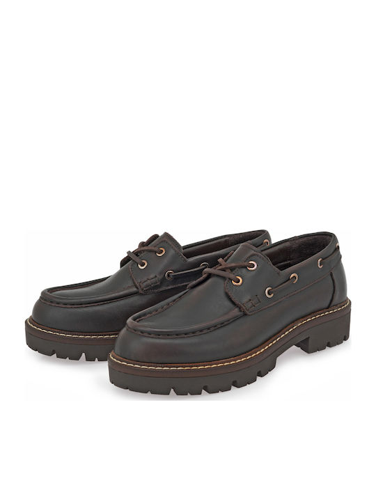 Δερμάτινα Γυναικεία Boat Shoes σε Καφέ Χρώμα