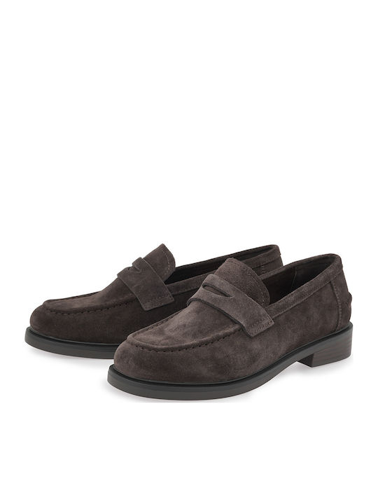 Damen Mokassins aus Leder in Grau Farbe