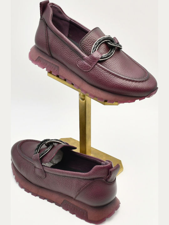 Loafers Dama din Piele în Culoare Burgundy
