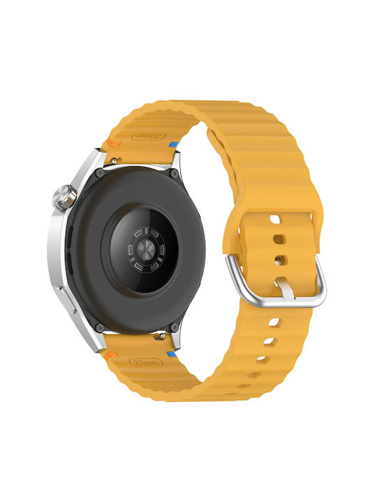 Каишка Garmin Venu 3 Силиконова Релефна Wave Style 22mm Жълта