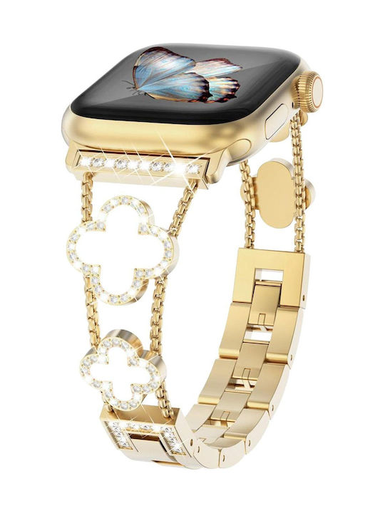 Volte-tel Каишка За Часовник Женска Метална Съвместима Apple Watch 38 40 41 42mm Тип Van Cleef Бял Кръст 12.7см Златен 5205308427299 Volte-tel Каишка За Часовник Женска Метална Съвместима Apple Watch 38 40 41 42mm Тип Van Cleef Бял Кръст 12.7см Златен 5205308427299