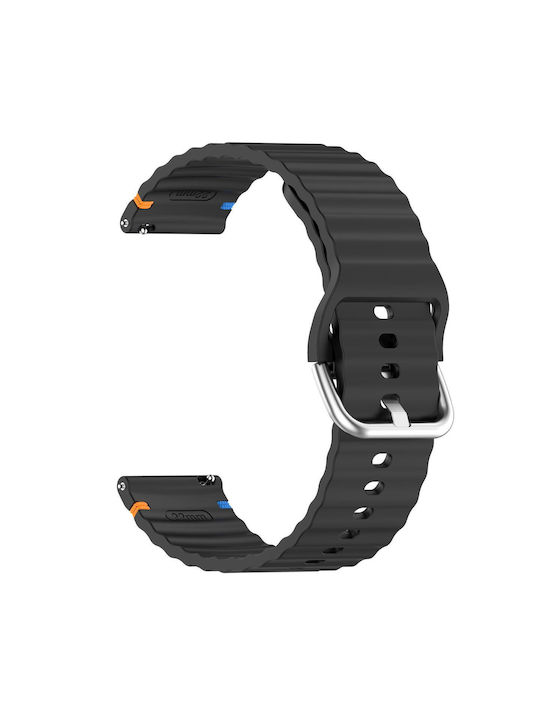 Curea Garmin Venu 3 din silicon cu model relief Wave Style 22 mm Negru