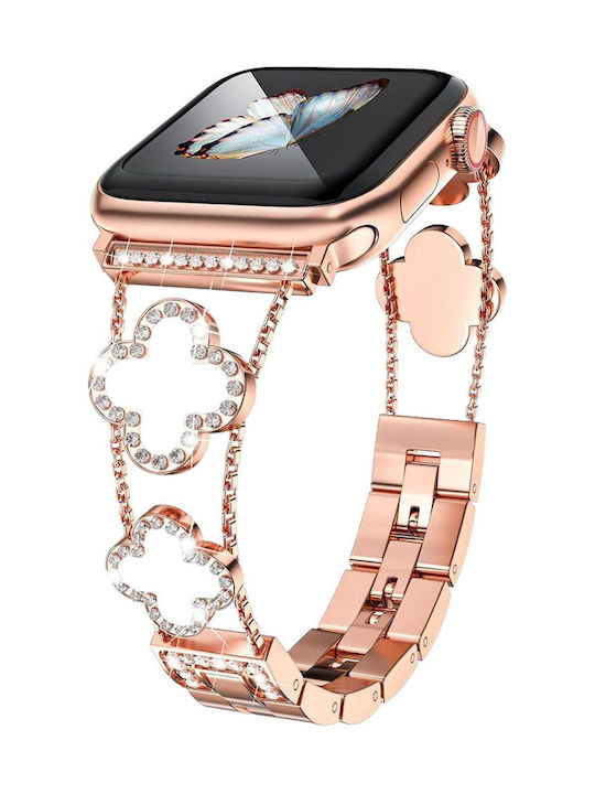 Volte-tel Каишка За Смарт Часовник Дамска Метална Apple Watch 38 40 41 42mm Тип Van Cleef Бял Кръст 12.7см Розово Злато 5205308427305 Volte-tel Каишка За Смарт Часовник Дамска Метална Apple Watch 38 40 41 42mm Тип Van Cleef Бял Кръст 12.7см Розово Злато 5205308427305