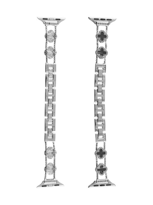 Volte-tel Каишка За Смарт Часовник Дамска Метална Apple Watch 38 40 41 42mm Тип Van Cleef Черен Кръст 12.7см Сребърен 5205308427268