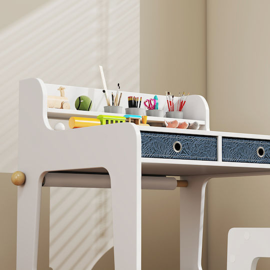Kids Table Set with Chairs for Painting Wooden White Aiyaplay