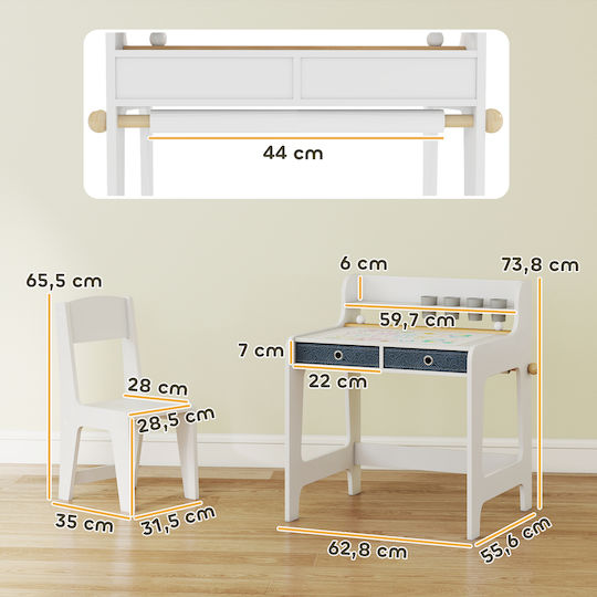 Kids Table Set with Chairs for Painting Wooden White Aiyaplay