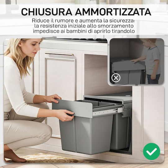 HomCom Μεταλλικός Γκρι 31lt