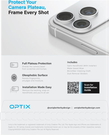 Uniq Протектор за Камерата на Модул Optix Aeroshield iPhone 18 Pro Прозрачен Uniq-ip6.3p 2026 Aerscmpfclr