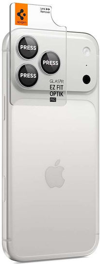 Spigen Glastr Ez Fit Optik Pro Apple iPhone 18 Pro 18 Pro Max Tempered Glass Camera Protector Set 2 Pieces Silver Agl12046