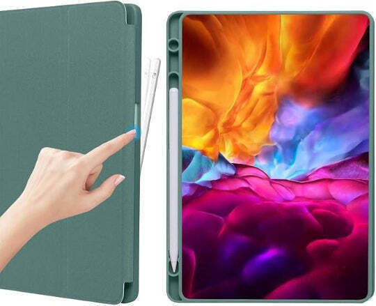 Smart Tri-fold Flip Case Suport de stilou Samsung Galaxy Tab A11 Plus Verde