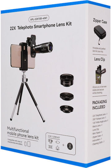 Apexel Smartphone Lens Set 22x105-4in1 Tripod 4 1 22x Zoom 5210131168653