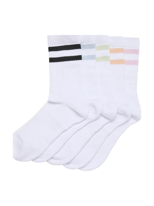 Urban Classics Șosete cu Modele White/Black/WhiteFreezBlue/WhiteLightMint/WhiteSoftApricot/WhiteBlushedRose 5Pack