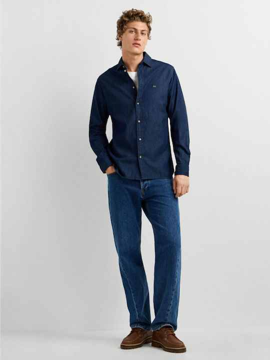 Cămașă Denim Mânecă Lungă În Linie Îngustă