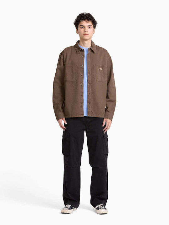 Long Sleeve Shirt in Wide Fit Timber Brown