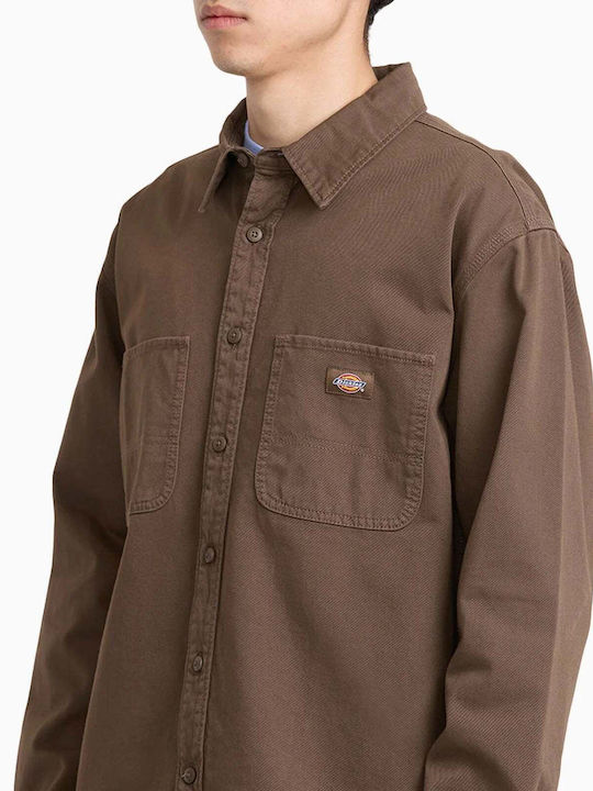 Long Sleeve Shirt in Wide Fit Timber Brown