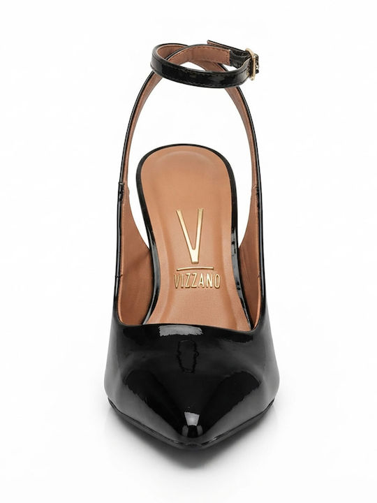 Pointed Toe Heels from Patent Leather with High Heel Black