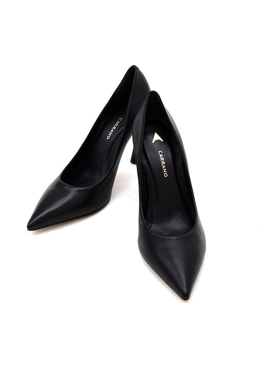 Leder Spitze Zehe Pumps mit Hochem Absatz Schwarz