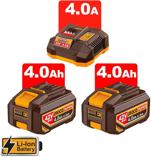 Ingco CAGLI4260182 Ъглошлайф 230mm На Батерия 2x4Ah