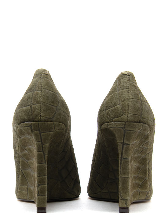 Wildleder Pumps mit Hohem Absatz Khaki