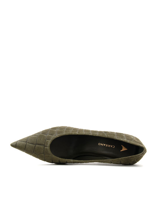 Wildleder Pumps mit Hohem Absatz Khaki