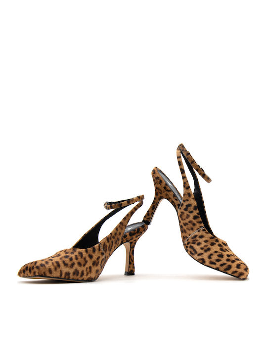 Leder Pumps mit Riemchen & Hohem Absatz Braun
