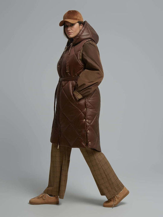 Дамско Безръкаво Puffer Якето Кафяво 8604.4009.Н-brown