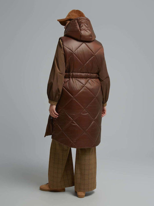 Дамско Безръкаво Puffer Якето Кафяво 8604.4009.Н-brown