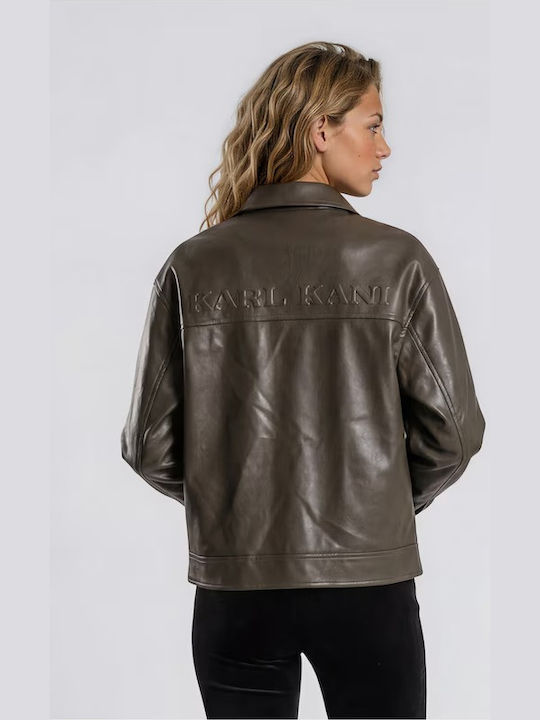 Leather Women's Biker Jacket Green