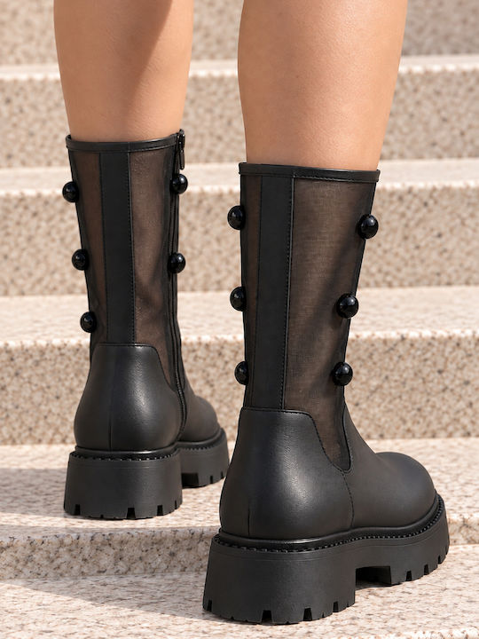 Leather Women's Black Ankle Boots