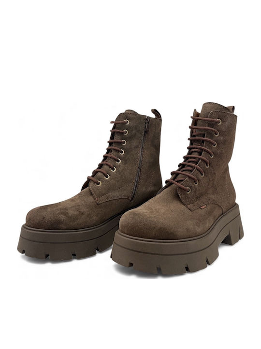 Wildleder Damen Stiefeletten mit Absatz Braun