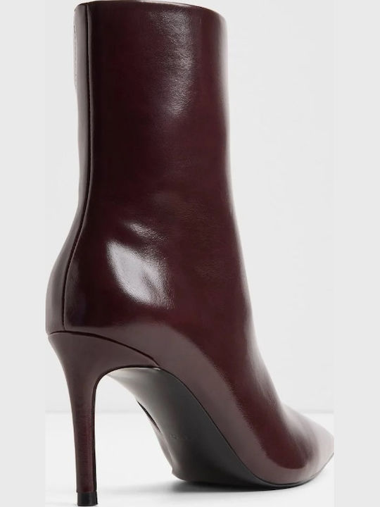 Damen Stiefeletten mit Absatz Burgundisch