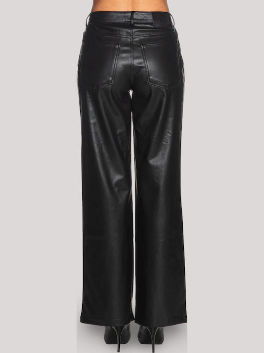 Women's High Rise Leather Pantaloons Black