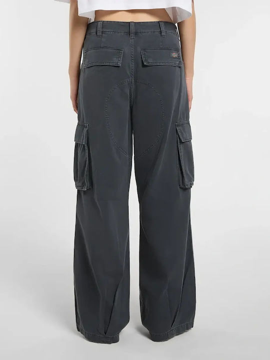 Women's Fabric Cargo Trousers in Loose Fit Charcoal