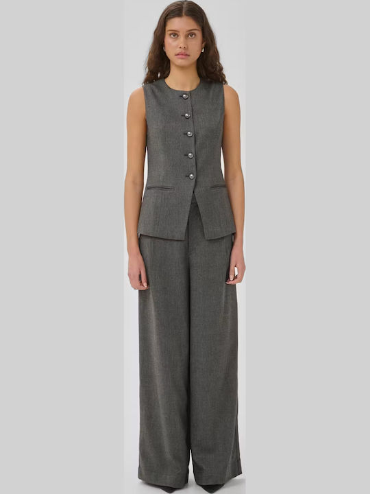 Women's High Rise Pantaloons in Wide Leg Style Dark Grey