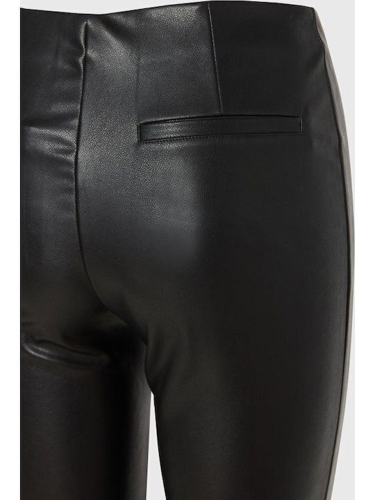 Damen Lederhose Ausgestellt in Regulärer Passform Schwarz FBL014-117-02