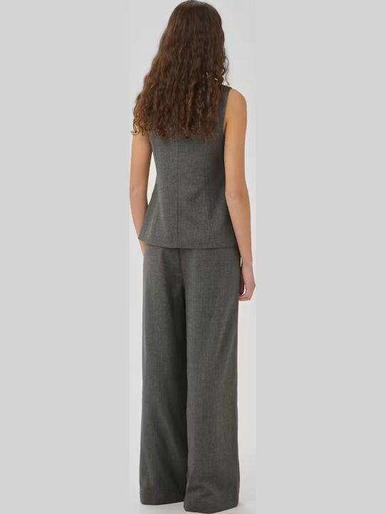 Women's High Rise Pantaloons in Wide Leg Style Dark Grey