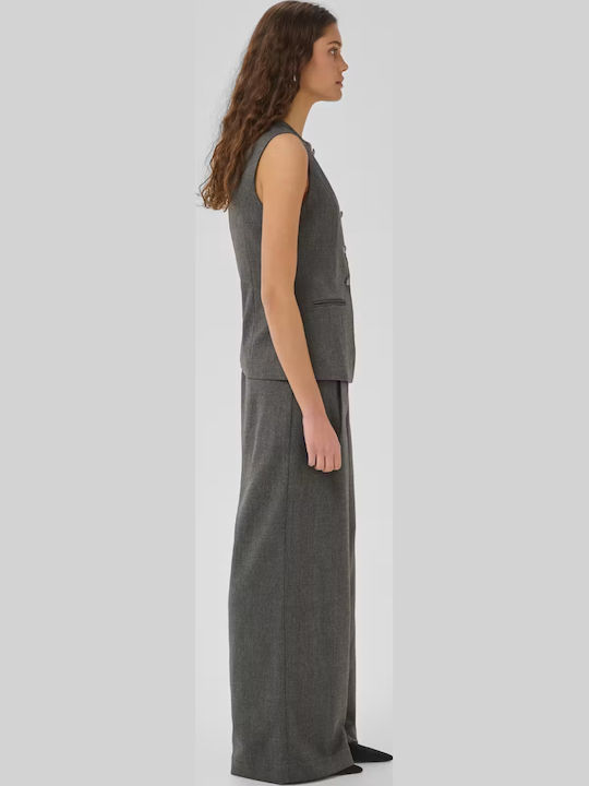 Women's High Rise Pantaloons in Wide Leg Style Dark Grey
