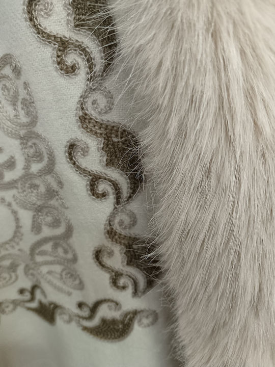 Women's Furry Beige Scarf