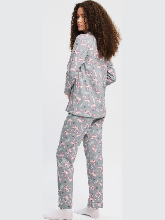 Minerva Set de Pijamale de Iarnă pentru Femei Grey-pink