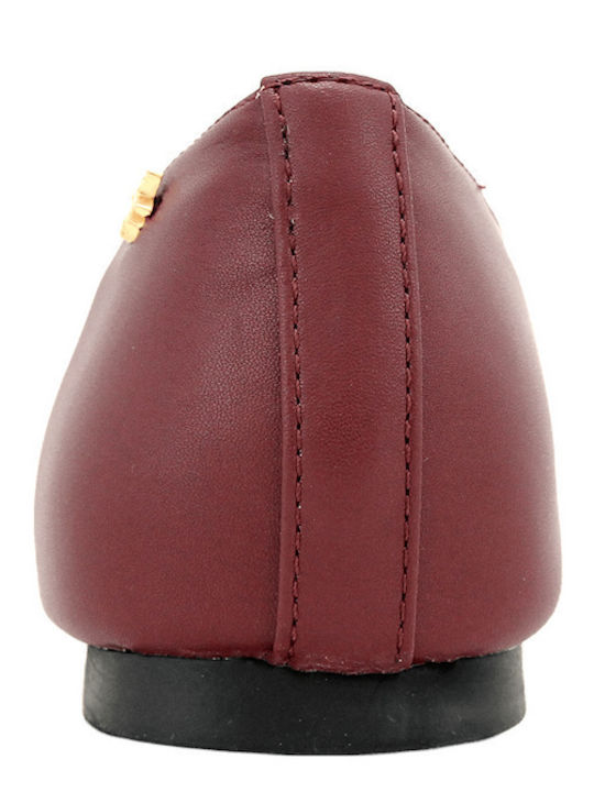 Balerini pentru femei din piele Burgundy