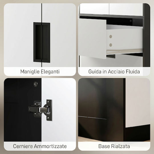 Doppeltür Kleiderschrank Schwarz/Weiß 80x50x180cm