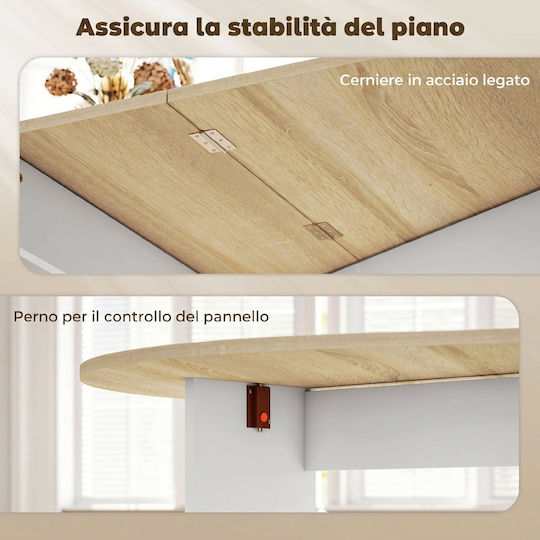 Oval Dining Table Collapsible Wooden with Metal Frame 163x80x75cm