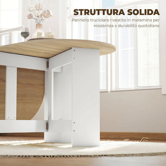 Oval Dining Table Collapsible Wooden with Metal Frame 163x80x75cm